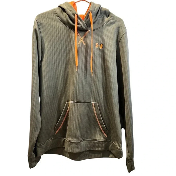 Sweaters - Under Armor Gray and Neon Orange Hoodie Size L